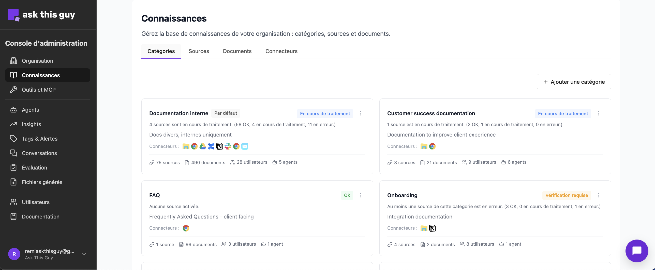 Ask This Guy Admin Console - Knowledge Management Interface